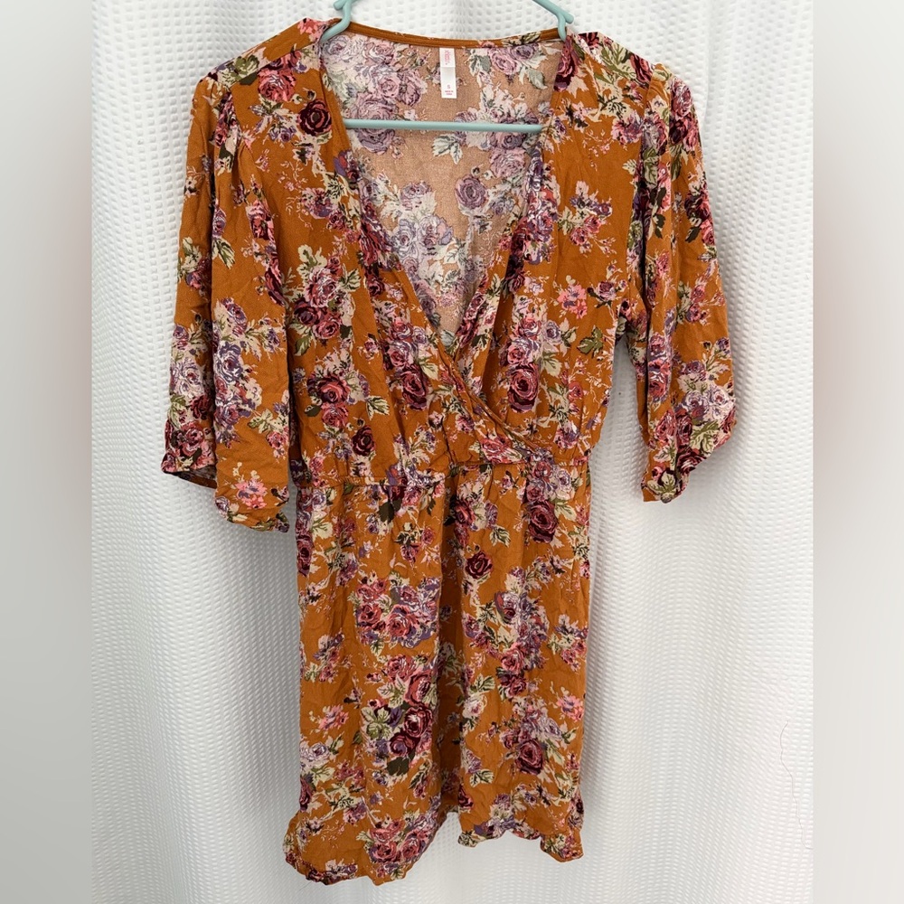 Xhilaration Pink and Tan Floral Dress